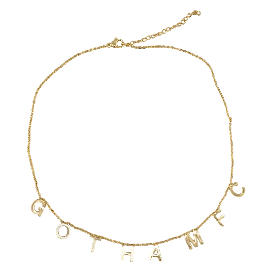 Gotham FC Hanging Letter Charm Necklace - Gold